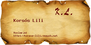 Korsós Lili névjegykártya