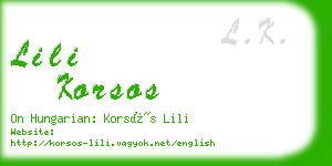 lili korsos business card